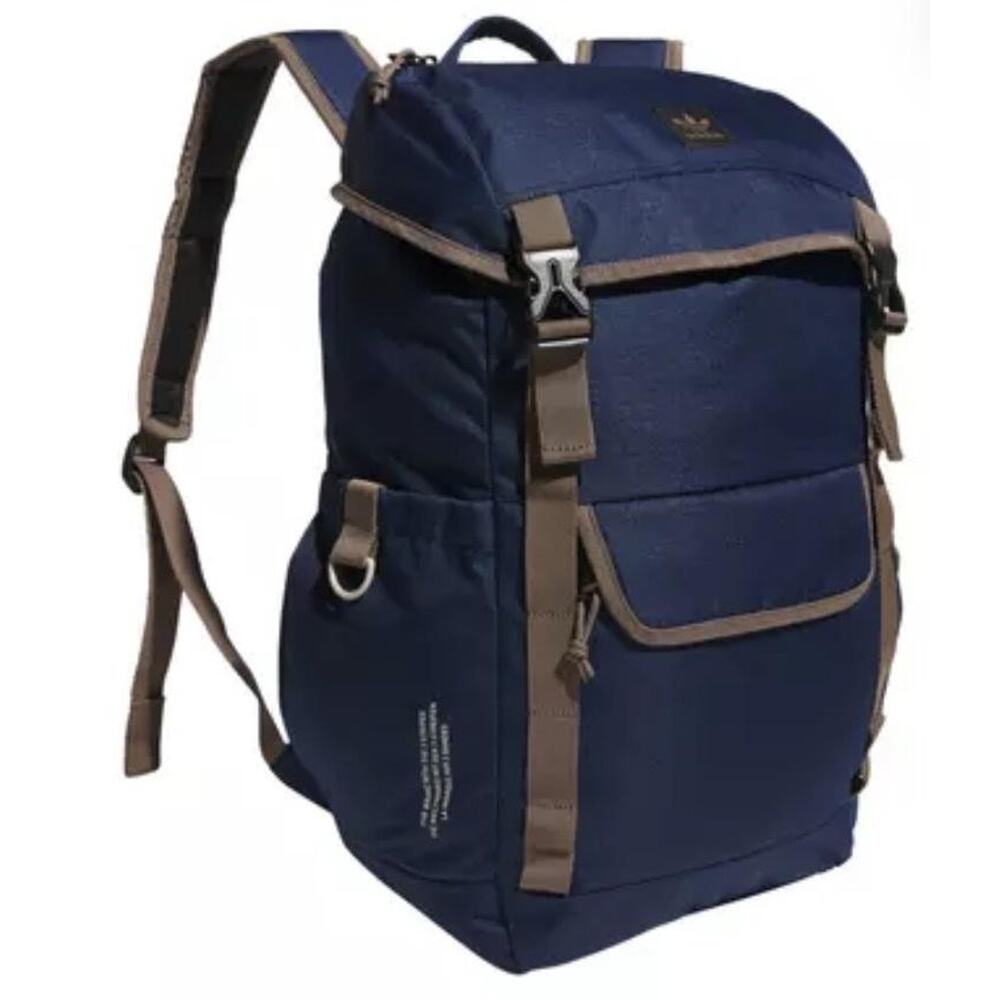 Adidas Backpack Mens Medium Blue Canvas Laptop Sleeve Padded Straps Outdoor